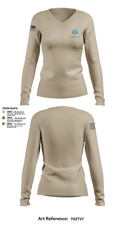 Grizzly Bay Area Women's Long Sleeve V-neck Shirt - 1