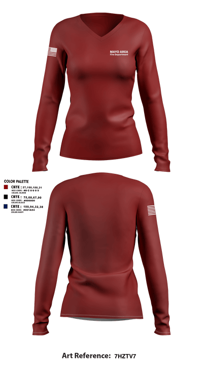 Mayo Area Fire Department 74482459 Women's Long Sleeve V-neck Shirt - 1