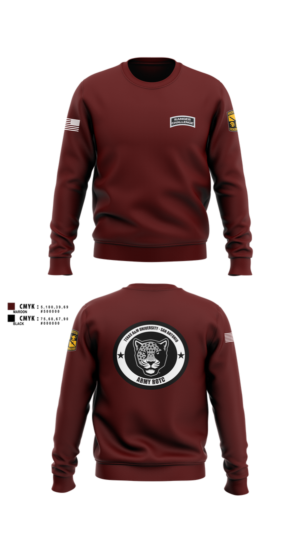 Crew Neck Sweatshirt, TAMUSA ROTC, Army, Teamtime, Team time, sublimation, custom sports apparel, team uniforms, spirit wear, spiritwear, sports uniforms, custom shirts, team store, custom team store, fundraiser sports, apparel fundraiser