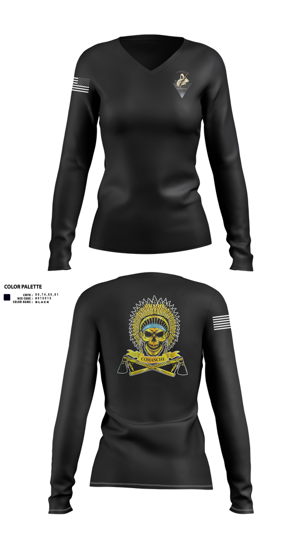 Womens Long Sleeve Vneck Shirt, Nightmare PLT, , Teamtime, Team time, sublimation, custom sports apparel, team uniforms, spirit wear, spiritwear, sports uniforms, custom shirts, team store, custom team store, fundraiser sports, apparel fundraiser