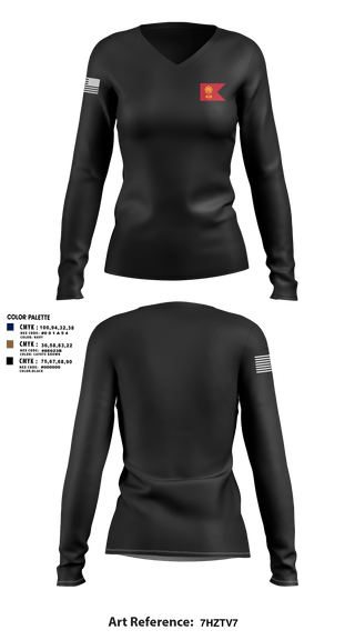 Womens Long Sleeve Vneck Shirt, 419th Transportation Company, , Teamtime, Team time, sublimation, custom sports apparel, team uniforms, spirit wear, spiritwear, sports uniforms, custom shirts, team store, custom team store, fundraiser sports, apparel fundraiser