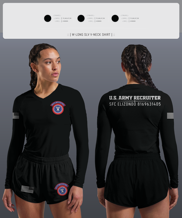 Womens Long Sleeve Vneck Shirt, Recruiting, Army, Teamtime, Team time, sublimation, custom sports apparel, team uniforms, spirit wear, spiritwear, sports uniforms, custom shirts, team store, custom team store, fundraiser sports, apparel fundraiser