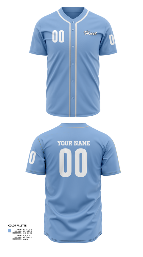 Full Button Baseball Jersey, William S Hart Baseball and Softball, Baseball, Teamtime, Team time, sublimation, custom sports apparel, team uniforms, spirit wear, spiritwear, sports uniforms, custom shirts, team store, custom team store, fundraiser sports, apparel fundraiser