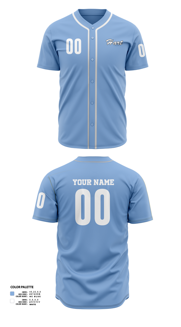 Full Button Baseball Jersey, William S Hart Baseball and Softball, Baseball, Teamtime, Team time, sublimation, custom sports apparel, team uniforms, spirit wear, spiritwear, sports uniforms, custom shirts, team store, custom team store, fundraiser sports, apparel fundraiser