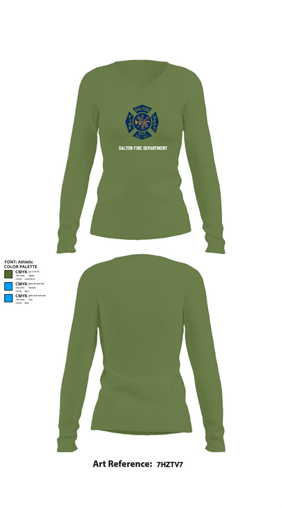 Dalton Fire Department 29083035 Women's Long Sleeve V-neck Shirt - 42