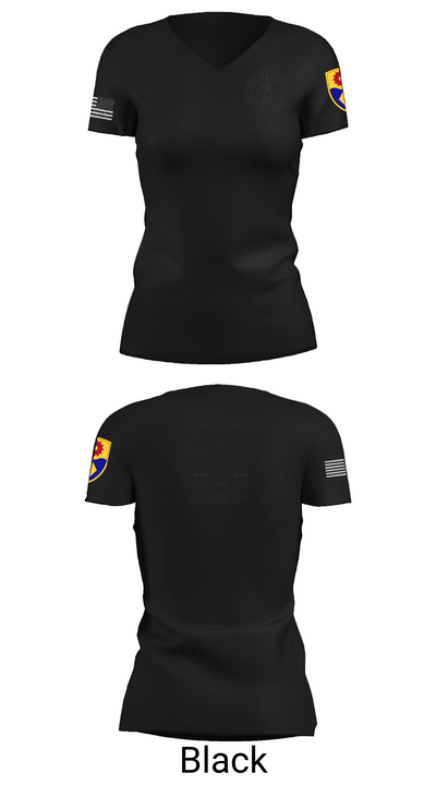 132d MRBC, 579th EN BN, 49th MP DIV 50518216 Women's Short Sleeve V-neck Shirt - 27