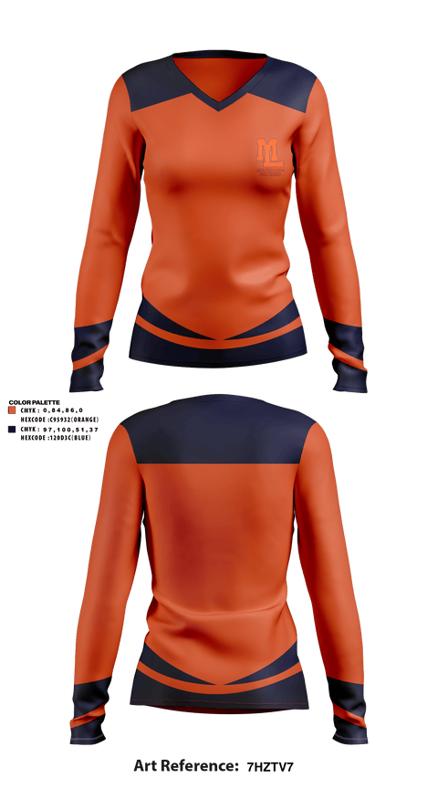 Womens Long Sleeve Vneck Shirt, Mountain Lakes High School Field Hockey, Field Hockey, Teamtime, Team time, sublimation, custom sports apparel, team uniforms, spirit wear, spiritwear, sports uniforms, custom shirts, team store, custom team store, fundraiser sports, apparel fundraiser