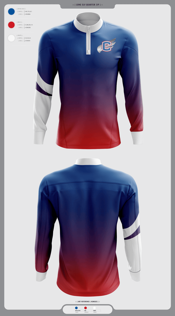 Quarter Zip Jacket, Cleveland Blue Raiders, Track & Field, Teamtime, Team time, sublimation, custom sports apparel, team uniforms, spirit wear, spiritwear, sports uniforms, custom shirts, team store, custom team store, fundraiser sports, apparel fundraiser