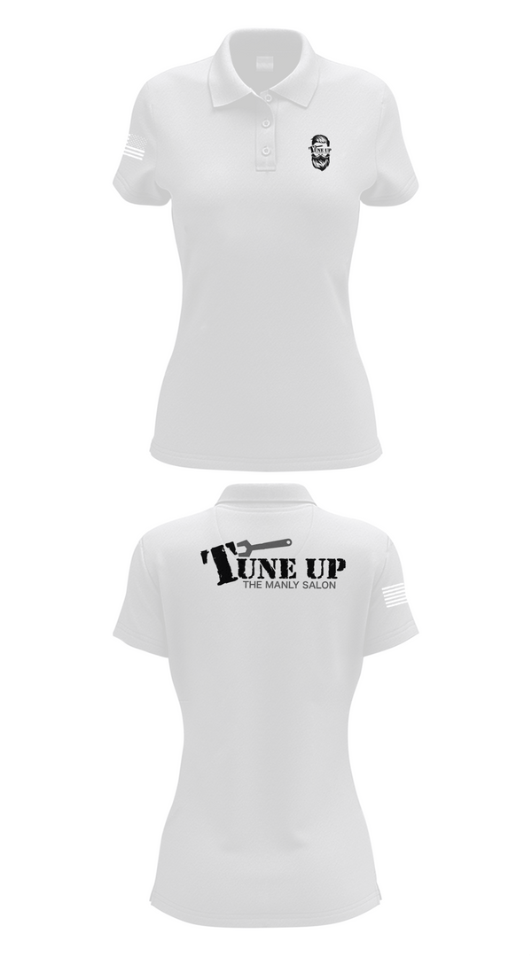 Womens Short Sleeve Performance Polo, Tune Up The Manly Salon, , Teamtime, Team time, sublimation, custom sports apparel, team uniforms, spirit wear, spiritwear, sports uniforms, custom shirts, team store, custom team store, fundraiser sports, apparel fundraiser