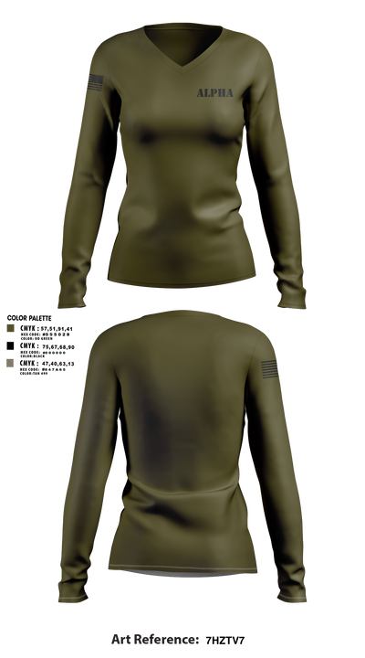 Alpha 56178056 Women's Long Sleeve V-neck Shirt - 1