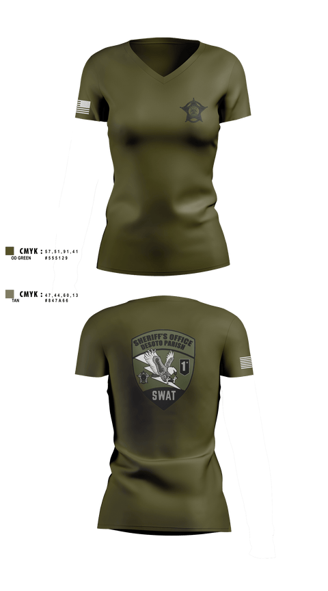 Womens Short Sleeve Vneck Shirt, Desoto Parish Sheriff’s Office SWAT, , Teamtime, Team time, sublimation, custom sports apparel, team uniforms, spirit wear, spiritwear, sports uniforms, custom shirts, team store, custom team store, fundraiser sports, apparel fundraiser