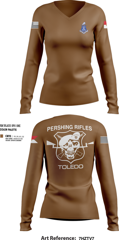 Pershing Rifles Troop L-1 10347059 Women's Long Sleeve V-neck Shirt - 150