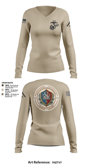 Womens Long Sleeve Vneck Shirt, 8th ESB Charlie Co., , Teamtime, Team time, sublimation, custom sports apparel, team uniforms, spirit wear, spiritwear, sports uniforms, custom shirts, team store, custom team store, fundraiser sports, apparel fundraiser