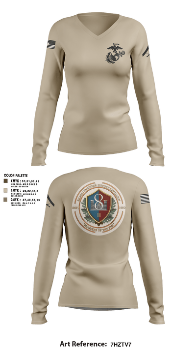 8th ESB Charlie Co. 31724499 Women's Long Sleeve V-neck Shirt - 4