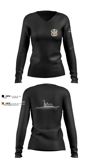 Womens Long Sleeve Vneck Shirt, Marine Patrol Unit, , Teamtime, Team time, sublimation, custom sports apparel, team uniforms, spirit wear, spiritwear, sports uniforms, custom shirts, team store, custom team store, fundraiser sports, apparel fundraiser