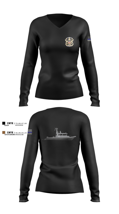 Marine Patrol Unit Women's Long Sleeve V-neck Shirt - 1