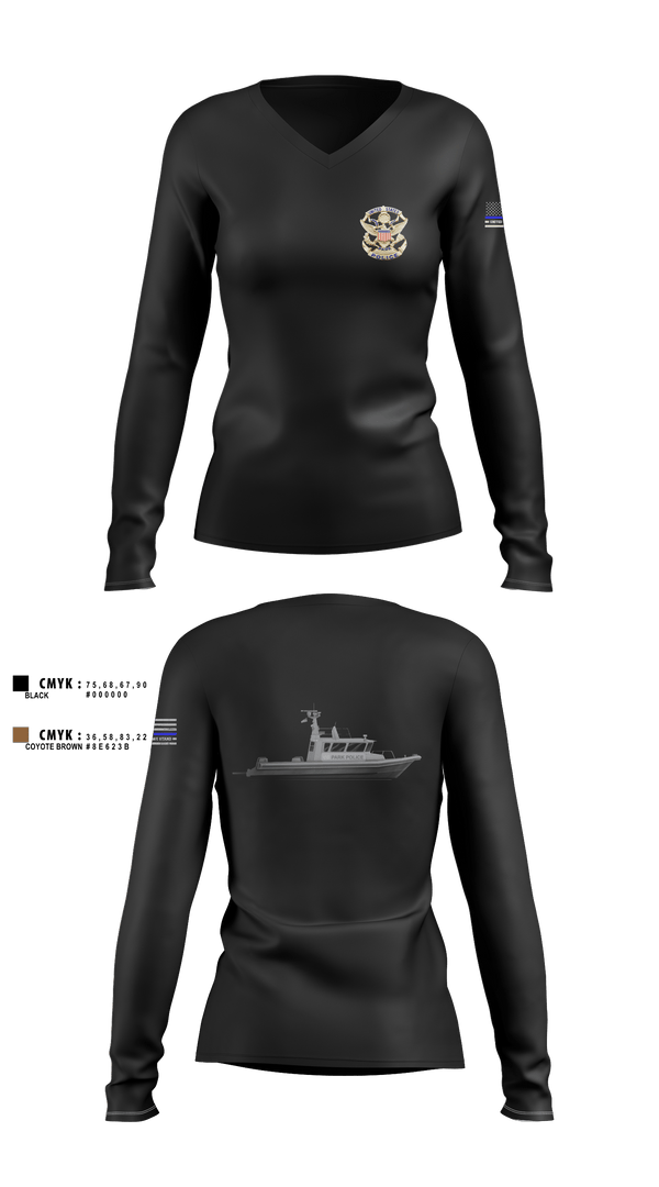 Womens Long Sleeve Vneck Shirt, Marine Patrol Unit, , Teamtime, Team time, sublimation, custom sports apparel, team uniforms, spirit wear, spiritwear, sports uniforms, custom shirts, team store, custom team store, fundraiser sports, apparel fundraiser