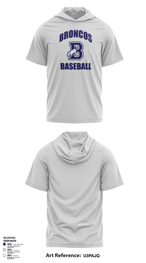 Short Sleeve Performance Shirt with hood, Burrillville High School Broncos Baseball, Baseball, Teamtime, Team time, sublimation, custom sports apparel, team uniforms, spirit wear, spiritwear, sports uniforms, custom shirts, team store, custom team store, fundraiser sports, apparel fundraiser