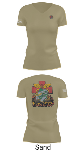 Womens Short Sleeve Vneck Shirt, Echo Company 232nd battalion, Army, Teamtime, Team time, sublimation, custom sports apparel, team uniforms, spirit wear, spiritwear, sports uniforms, custom shirts, team store, custom team store, fundraiser sports, apparel fundraiser