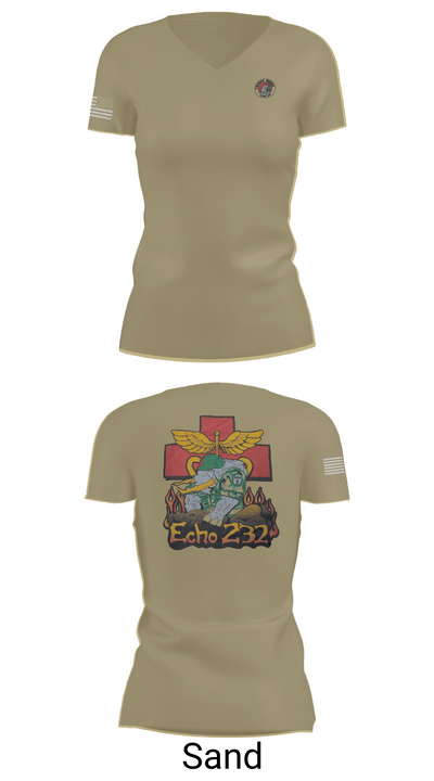 Echo Company 232nd battalion 37509624 Women's Short Sleeve V-neck Shirt - 88