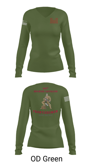 Womens Long Sleeve Vneck Shirt, 206th EN BN, , Teamtime, Team time, sublimation, custom sports apparel, team uniforms, spirit wear, spiritwear, sports uniforms, custom shirts, team store, custom team store, fundraiser sports, apparel fundraiser