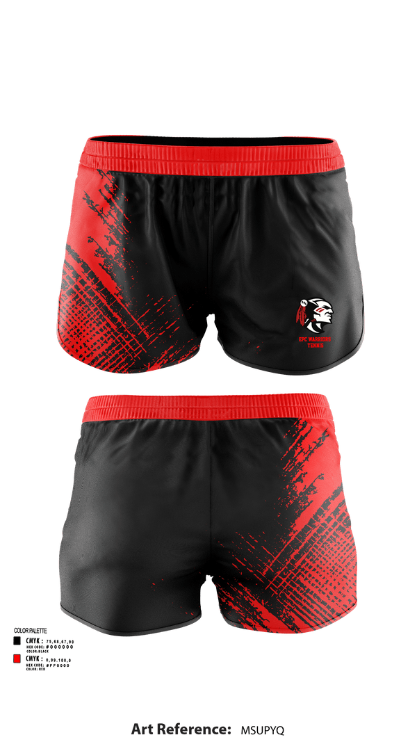 Womens Shorts, EPC Warriors Tennis, Tennis, Teamtime, Team time, sublimation, custom sports apparel, team uniforms, spirit wear, spiritwear, sports uniforms, custom shirts, team store, custom team store, fundraiser sports, apparel fundraiser