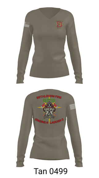 Womens Long Sleeve Vneck Shirt, Bethlehem Fire Department E6/L2, , Teamtime, Team time, sublimation, custom sports apparel, team uniforms, spirit wear, spiritwear, sports uniforms, custom shirts, team store, custom team store, fundraiser sports, apparel fundraiser