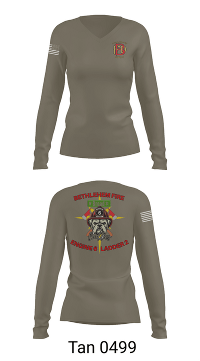 Bethlehem Fire Department E6/L2 76830300 Women's Long Sleeve V-neck Shirt - 77