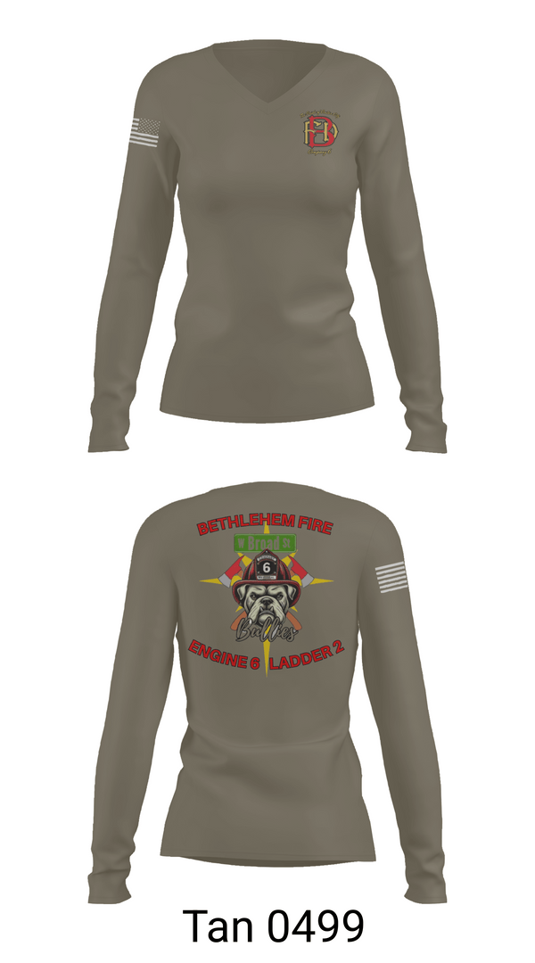 Womens Long Sleeve Vneck Shirt, Bethlehem Fire Department E6/L2, , Teamtime, Team time, sublimation, custom sports apparel, team uniforms, spirit wear, spiritwear, sports uniforms, custom shirts, team store, custom team store, fundraiser sports, apparel fundraiser