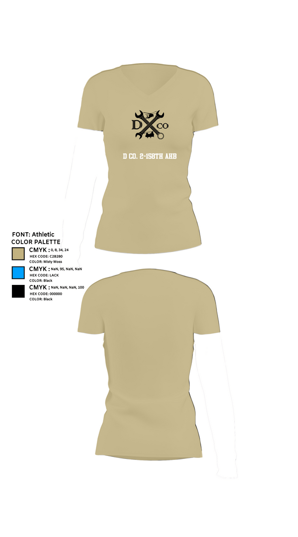 Womens Short Sleeve Vneck Shirt, D Co. 2-158th AHB, , Teamtime, Team time, sublimation, custom sports apparel, team uniforms, spirit wear, spiritwear, sports uniforms, custom shirts, team store, custom team store, fundraiser sports, apparel fundraiser