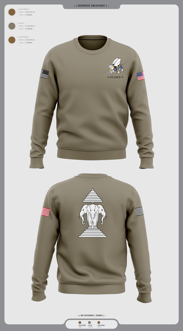 Crew Neck Sweatshirt, Seabee, Navy, Teamtime, Team time, sublimation, custom sports apparel, team uniforms, spirit wear, spiritwear, sports uniforms, custom shirts, team store, custom team store, fundraiser sports, apparel fundraiser