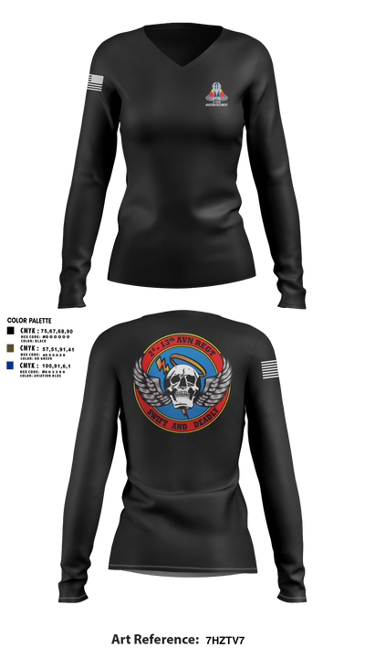 A Co, 2-13th Aviation Regiment 86069312 Women's Long Sleeve V-neck Shirt - 13