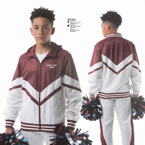 Windbreaker, Metro Tech Cheer, Cheer, Teamtime, Team time, sublimation, custom sports apparel, team uniforms, spirit wear, spiritwear, sports uniforms, custom shirts, team store, custom team store, fundraiser sports, apparel fundraiser