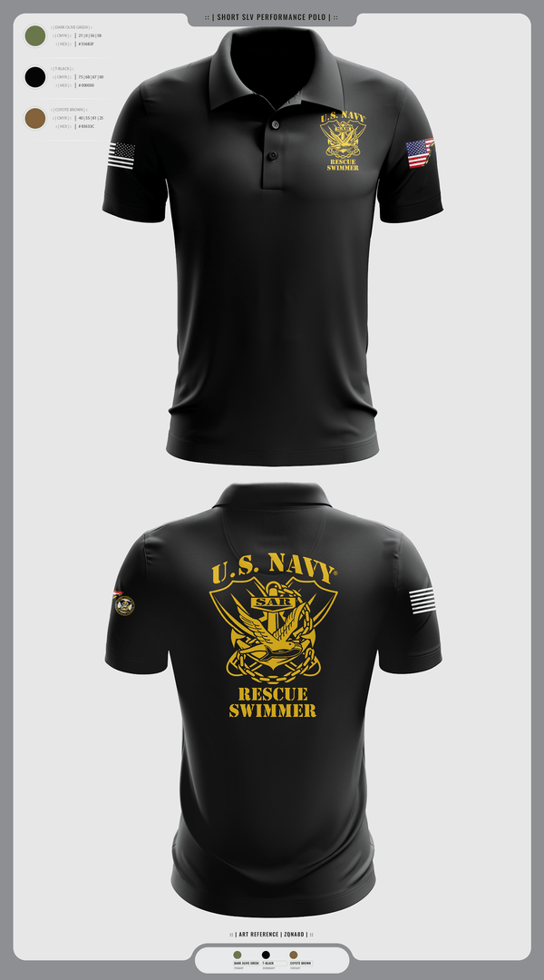 Short Sleeve Performance Polo, Aircrew Rescue Swimmer, , Teamtime, Team time, sublimation, custom sports apparel, team uniforms, spirit wear, spiritwear, sports uniforms, custom shirts, team store, custom team store, fundraiser sports, apparel fundraiser