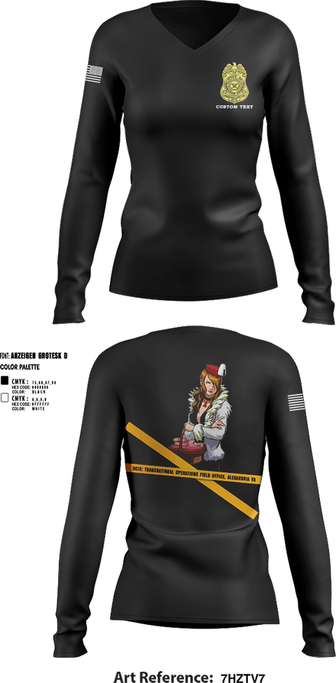 Womens Long Sleeve Vneck Shirt, Defense Criminal Investigative Service Transnational Operations Field Office Alexandria VA, , Teamtime, Team time, sublimation, custom sports apparel, team uniforms, spirit wear, spiritwear, sports uniforms, custom shirts, team store, custom team store, fundraiser sports, apparel fundraiser