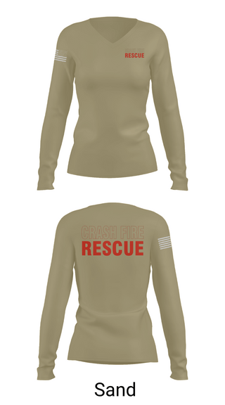 Womens Long Sleeve Vneck Shirt, ISA Air base Fire Dept., Fire Department, Teamtime, Team time, sublimation, custom sports apparel, team uniforms, spirit wear, spiritwear, sports uniforms, custom shirts, team store, custom team store, fundraiser sports, apparel fundraiser