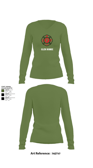 Womens Long Sleeve Vneck Shirt, Glen Burnie, Fire Department, Teamtime, Team time, sublimation, custom sports apparel, team uniforms, spirit wear, spiritwear, sports uniforms, custom shirts, team store, custom team store, fundraiser sports, apparel fundraiser