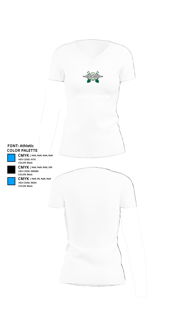 Womens Short Sleeve Vneck Shirt, Enchanted Landscaping, , Teamtime, Team time, sublimation, custom sports apparel, team uniforms, spirit wear, spiritwear, sports uniforms, custom shirts, team store, custom team store, fundraiser sports, apparel fundraiser