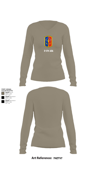 Womens Long Sleeve Vneck Shirt, 2-174 ADA, Army, Teamtime, Team time, sublimation, custom sports apparel, team uniforms, spirit wear, spiritwear, sports uniforms, custom shirts, team store, custom team store, fundraiser sports, apparel fundraiser