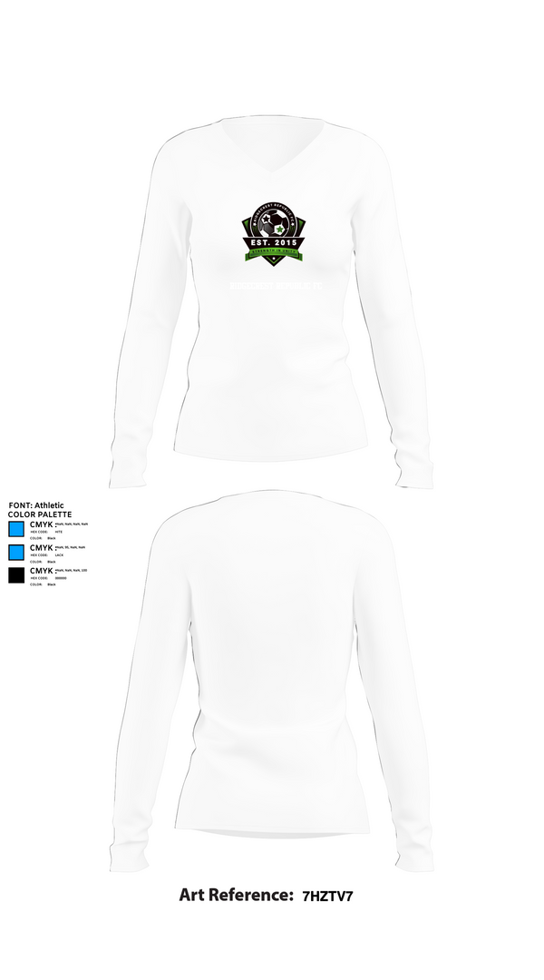 Womens Long Sleeve Vneck Shirt, Ridgecrest Republic FC, Women's Soccer, Teamtime, Team time, sublimation, custom sports apparel, team uniforms, spirit wear, spiritwear, sports uniforms, custom shirts, team store, custom team store, fundraiser sports, apparel fundraiser