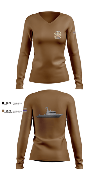 Womens Long Sleeve Vneck Shirt, Marine Patrol Unit, , Teamtime, Team time, sublimation, custom sports apparel, team uniforms, spirit wear, spiritwear, sports uniforms, custom shirts, team store, custom team store, fundraiser sports, apparel fundraiser