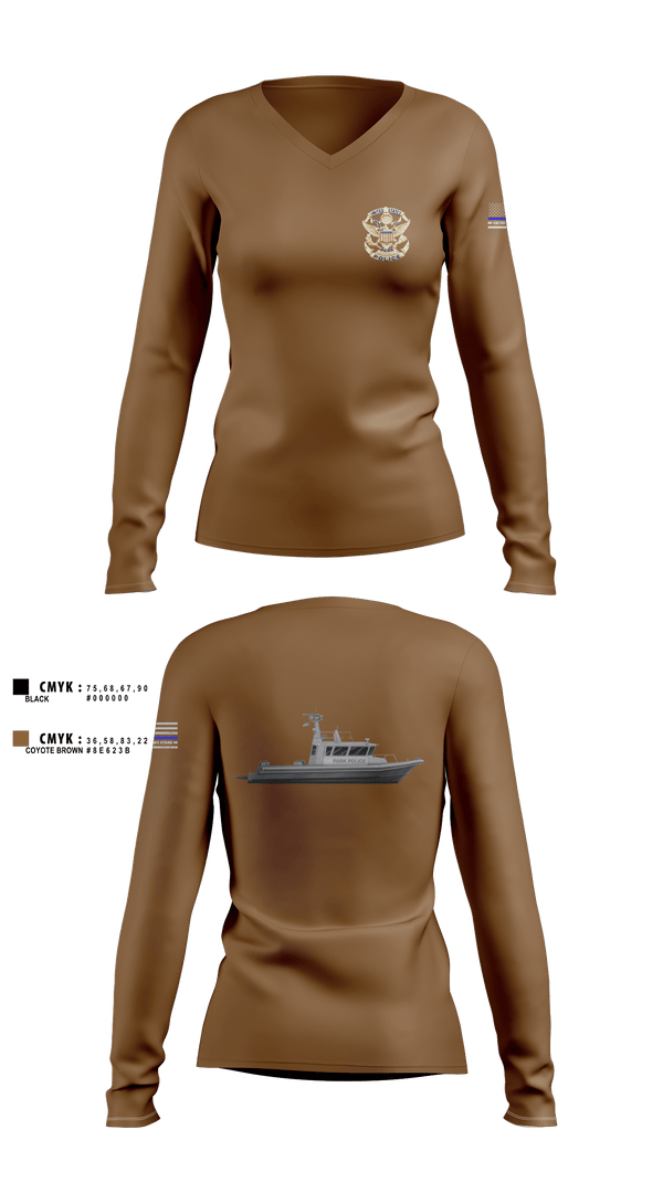 Womens Long Sleeve Vneck Shirt, Marine Patrol Unit, , Teamtime, Team time, sublimation, custom sports apparel, team uniforms, spirit wear, spiritwear, sports uniforms, custom shirts, team store, custom team store, fundraiser sports, apparel fundraiser