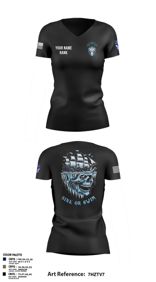Womens Short Sleeve Vneck Shirt, HQ, 95th CM CO, Army, Teamtime, Team time, sublimation, custom sports apparel, team uniforms, spirit wear, spiritwear, sports uniforms, custom shirts, team store, custom team store, fundraiser sports, apparel fundraiser