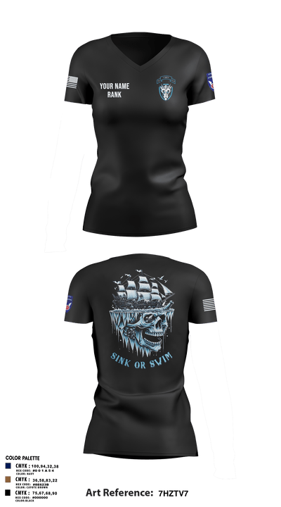 HQ, 95th CM CO 75493136 Women's Short Sleeve V-neck Shirt - 6