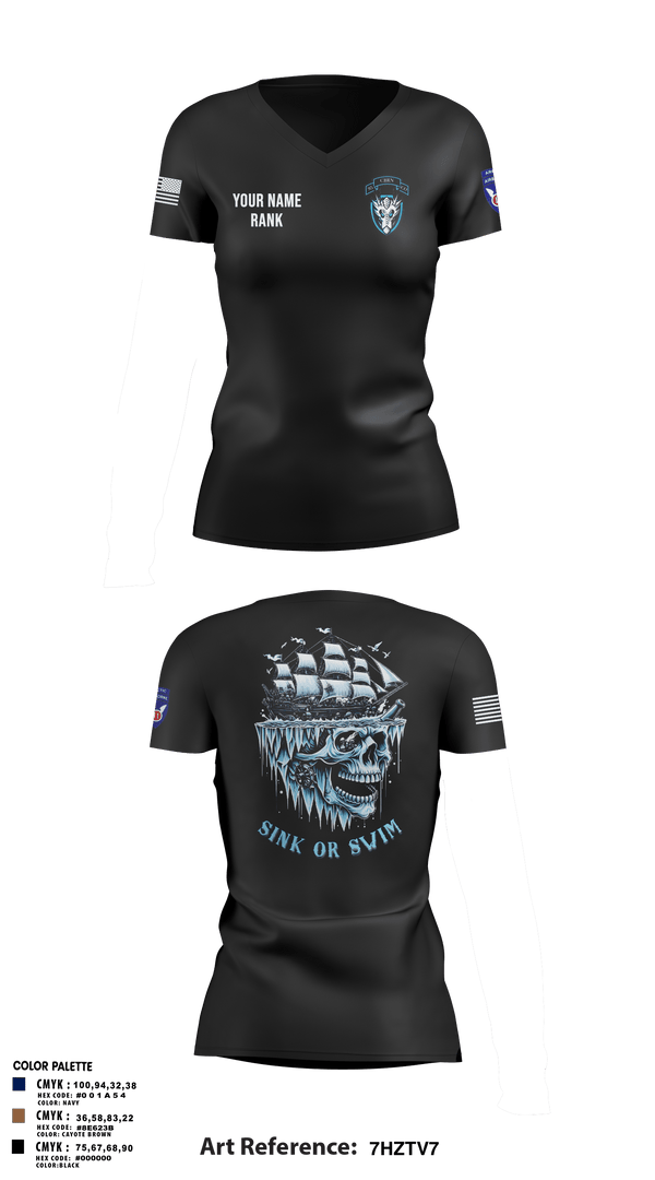 Womens Short Sleeve Vneck Shirt, HQ, 95th CM CO, Army, Teamtime, Team time, sublimation, custom sports apparel, team uniforms, spirit wear, spiritwear, sports uniforms, custom shirts, team store, custom team store, fundraiser sports, apparel fundraiser