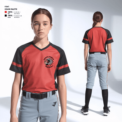 Social Circle Middle School Softball 28637906 Women's Short Sleeve V-neck Shirt - 2