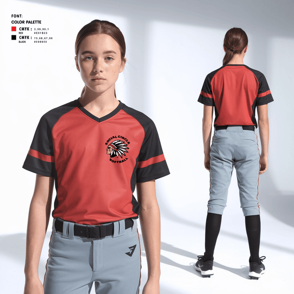Womens Short Sleeve Vneck Shirt, Social Circle Middle School Softball, Softball, Teamtime, Team time, sublimation, custom sports apparel, team uniforms, spirit wear, spiritwear, sports uniforms, custom shirts, team store, custom team store, fundraiser sports, apparel fundraiser