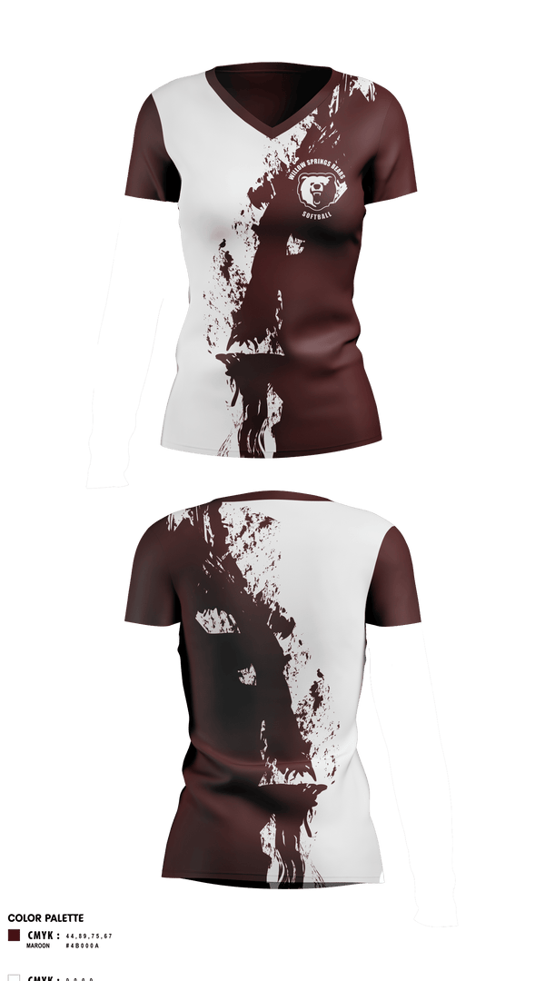 Womens Short Sleeve Vneck Shirt, Willow Springs Bears Softball, Softball, Teamtime, Team time, sublimation, custom sports apparel, team uniforms, spirit wear, spiritwear, sports uniforms, custom shirts, team store, custom team store, fundraiser sports, apparel fundraiser