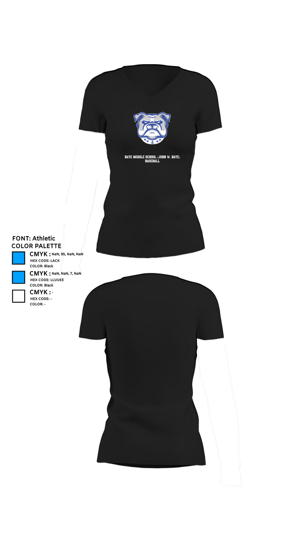 Womens Short Sleeve Vneck Shirt, Bate Middle School (John W. Bate) Baseball, Baseball, Teamtime, Team time, sublimation, custom sports apparel, team uniforms, spirit wear, spiritwear, sports uniforms, custom shirts, team store, custom team store, fundraiser sports, apparel fundraiser