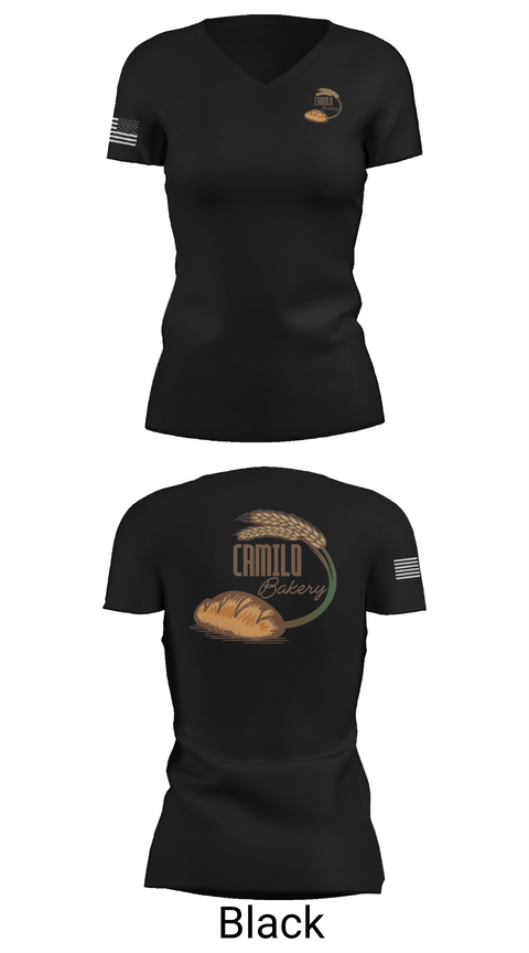 Womens Short Sleeve Vneck Shirt, Camilo bakery, , Teamtime, Team time, sublimation, custom sports apparel, team uniforms, spirit wear, spiritwear, sports uniforms, custom shirts, team store, custom team store, fundraiser sports, apparel fundraiser